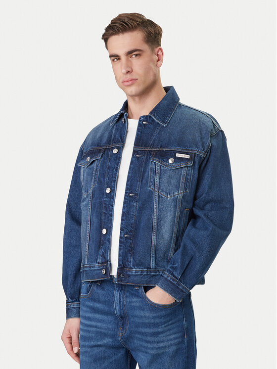 Calvin Klein Jeans Kurtka jeansowa 90s LV04RF705G Granatowy Regular Fit