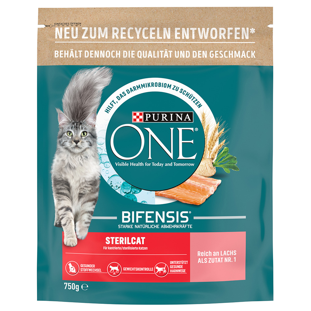25% taniej! Purina ONE, karma sucha, 2 x 450 g / 650 g / 750 g - Sterilcat, łosoś, 2 x 750 g