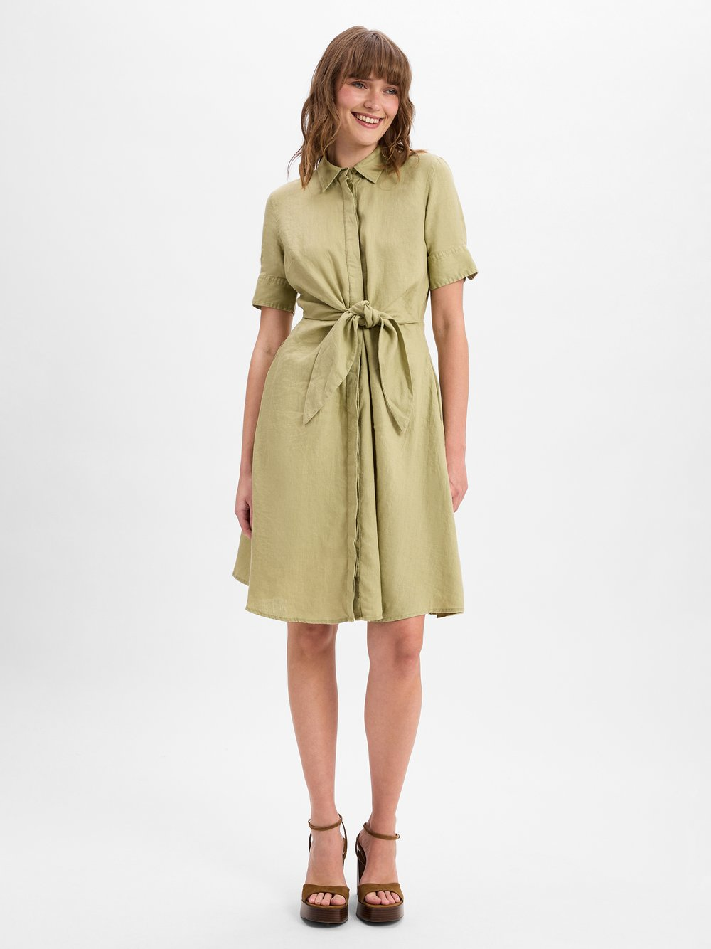 Lauren Ralph Lauren Damska sukienka casual - wykonana z lnu Kobiety len zielony, 42