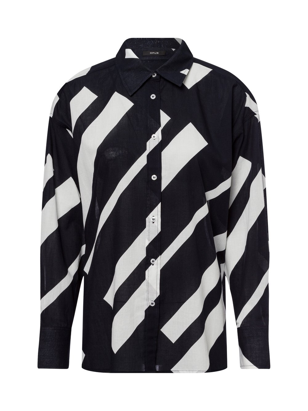 Opus Damska bluzka koszulowa - Fenlo Stripe Kobiety Bawełna czarny|biały, 40