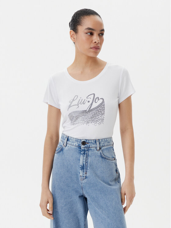 Liu Jo Beachwear T-Shirt VA5157 JS360 Biały Regular Fit