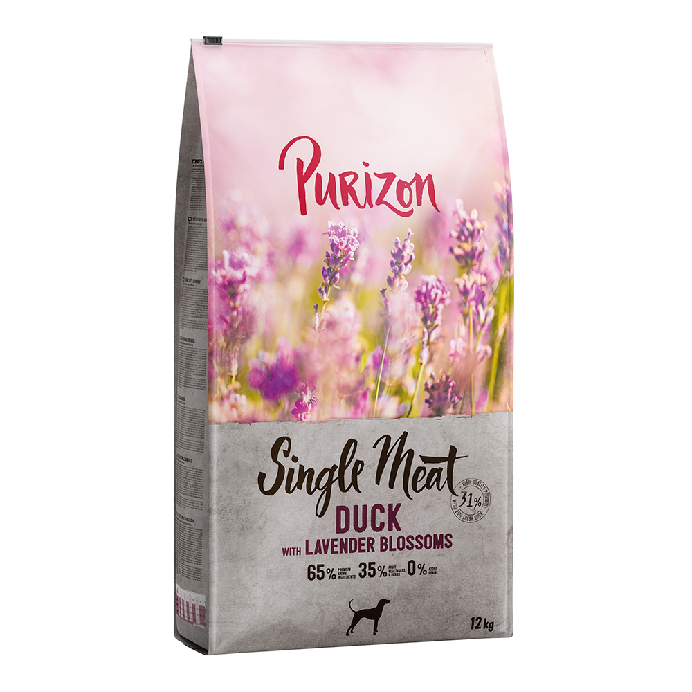 Dwupak Purizon, 2 x 12 kg - Single Meat Adult, kaczka z jabłkiem i kwiatami lawendy