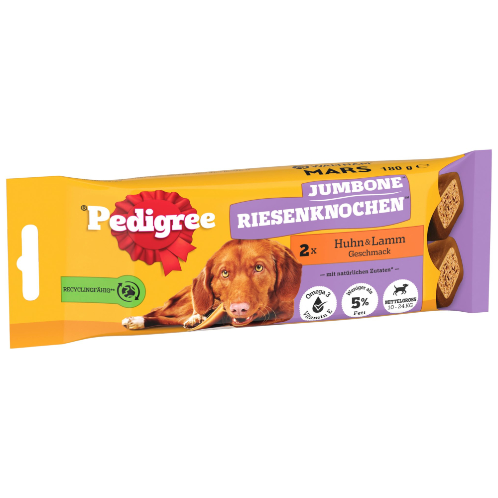 Pedigree Jumbone (Riesenknochen), z kurczakiem i jagnięciną - Medium, 6 x 180 g (6 x 2 szt.)