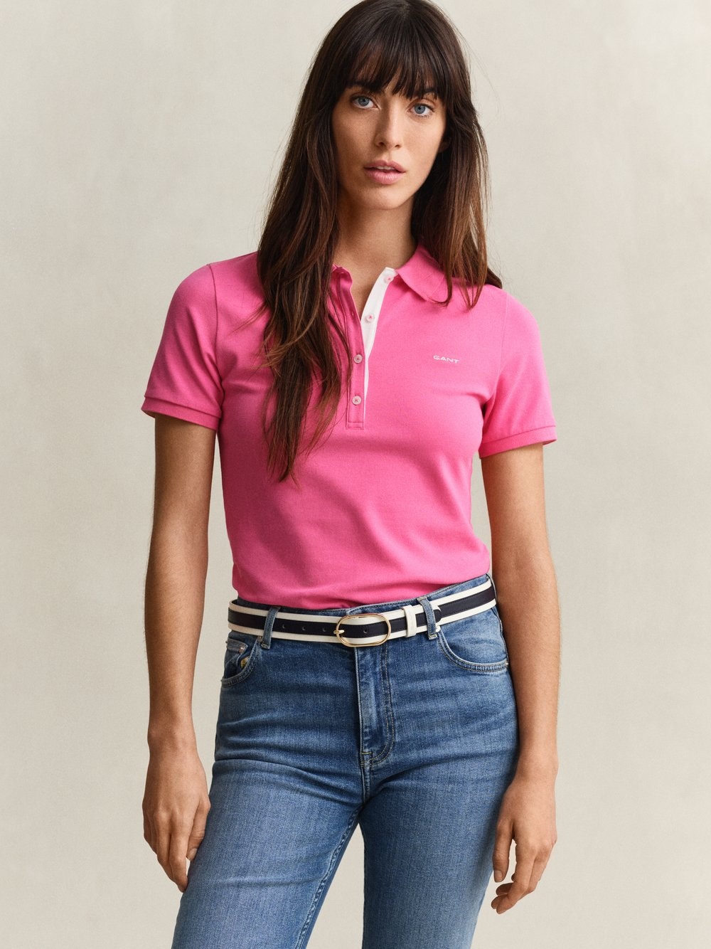 Gant Damska koszulka polo Kobiety Bawełna wyrazisty róż, XS