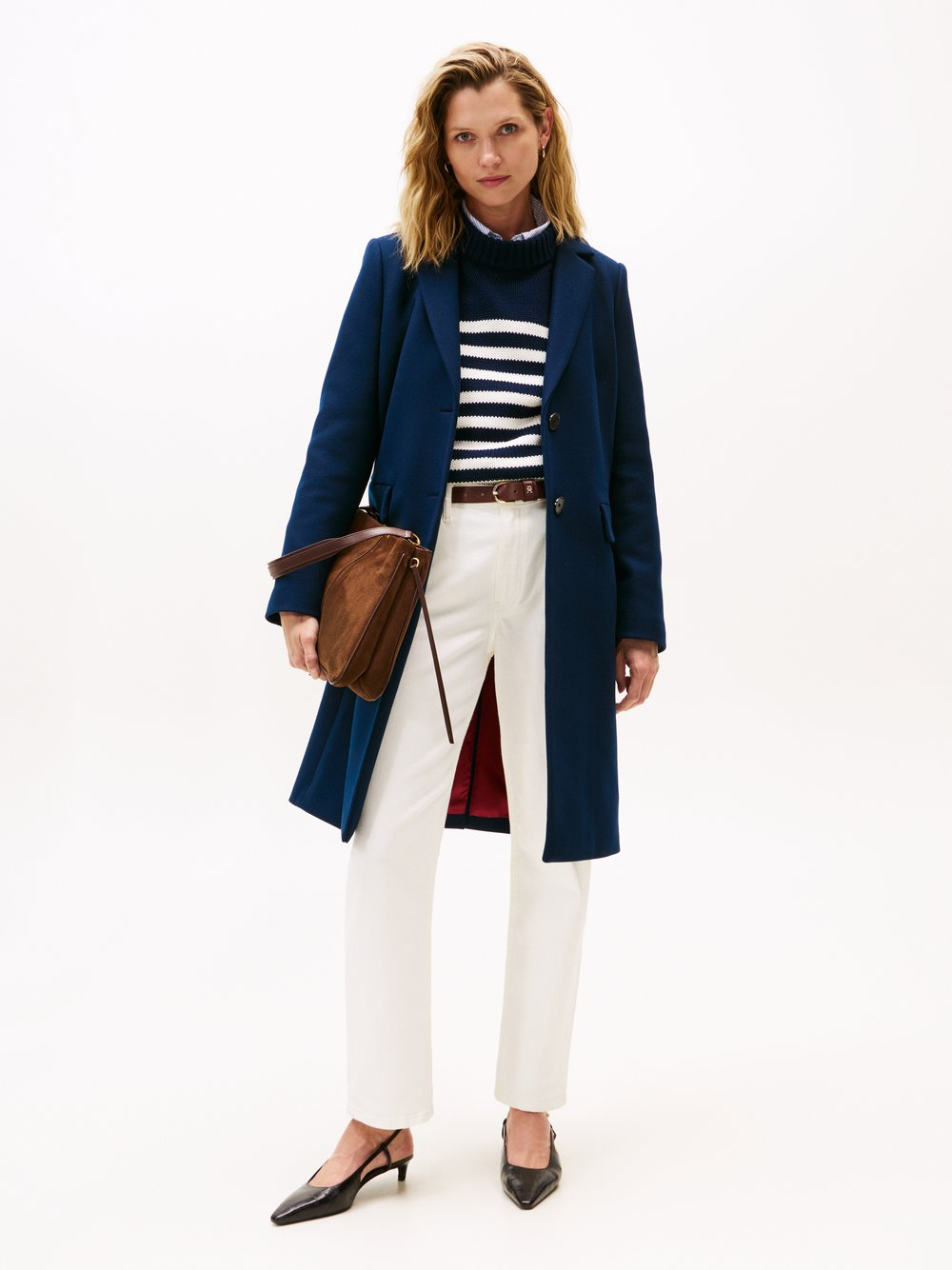 Tommy Hilfiger Wełniany płaszcz damski z zawartością kaszmiru Kobiety Wełna niebieski, 36