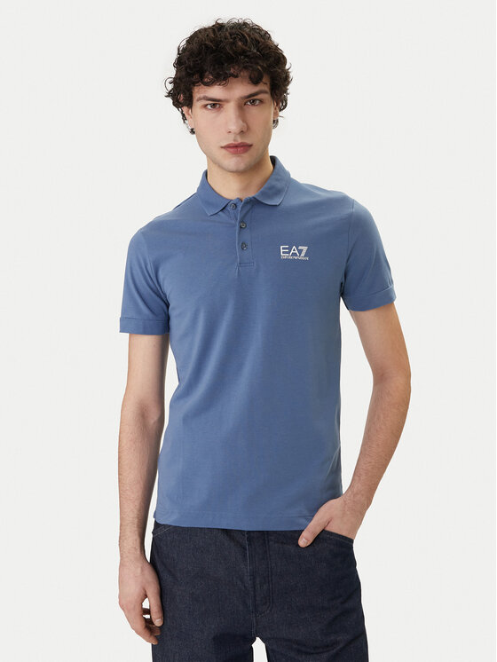 EA7 Emporio Armani Polo 8NPF14 PJVQZ UB064 Niebieski Regular Fit
