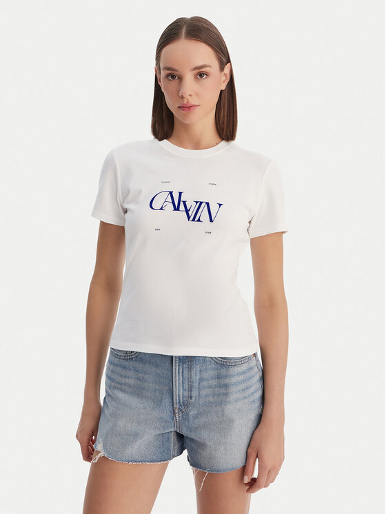 Calvin Klein Jeans T-Shirt Seasonal LV047F808G Biały Slim Fit