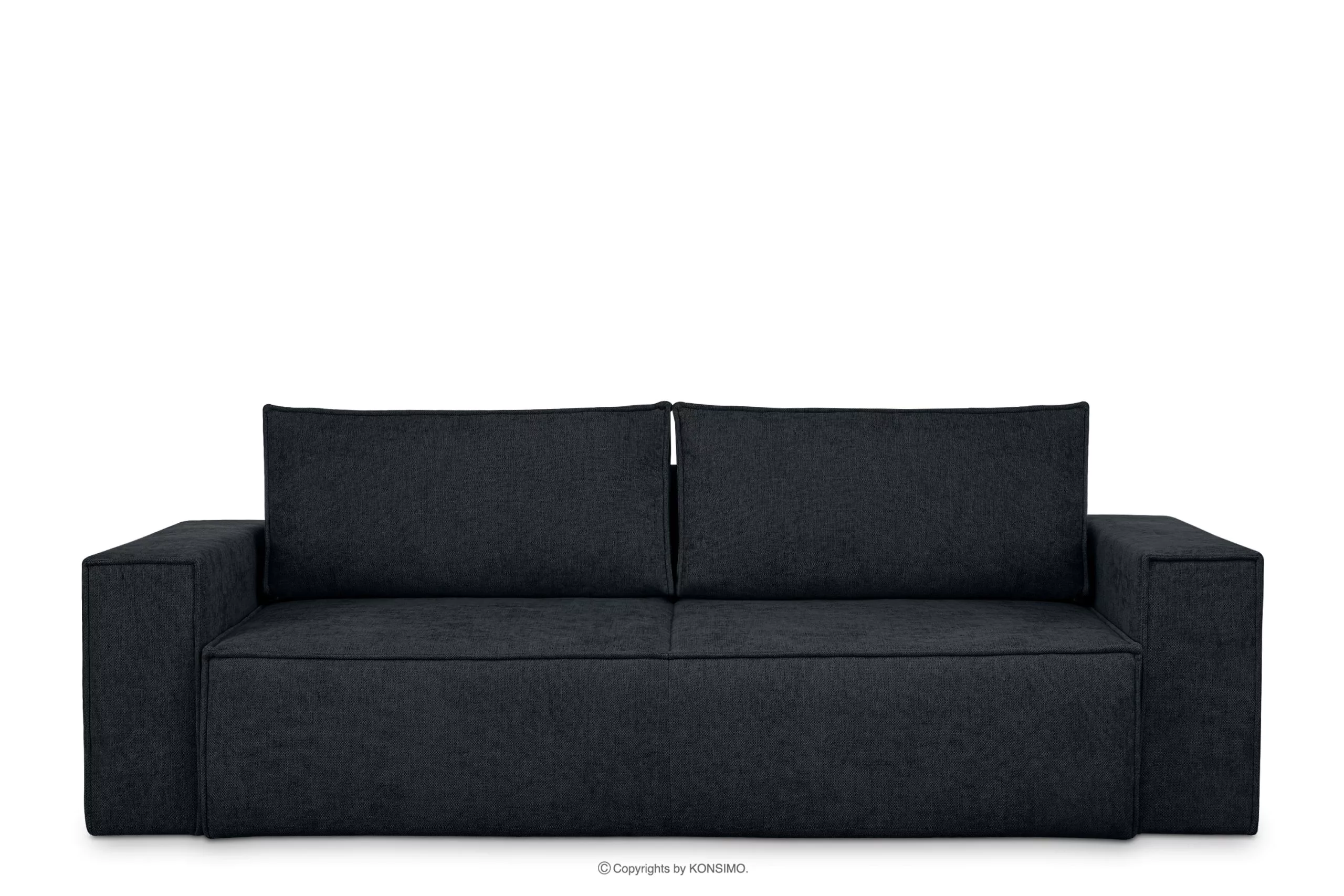 Sofa 3 w tkaninie plecionej z funkcją spania ciemny granatowy NAPI II