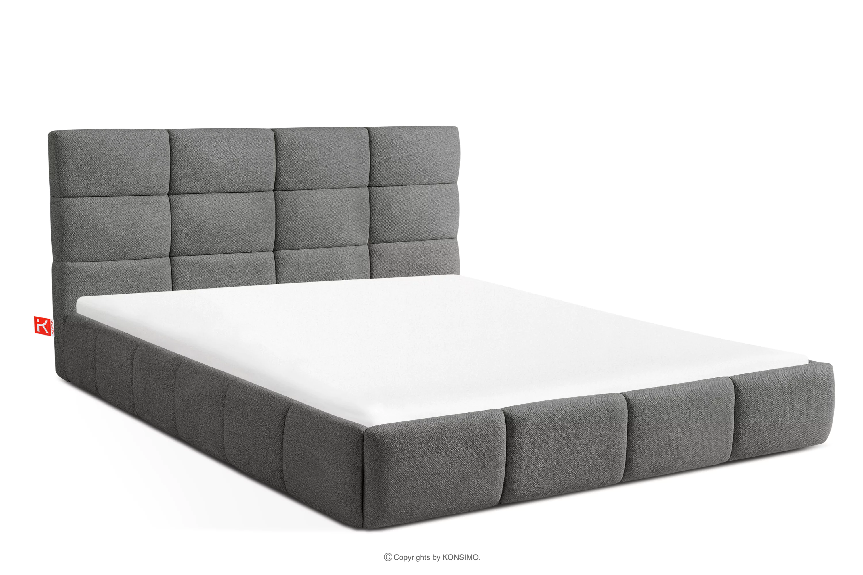Łóżko 160 cm w tkaninie boucle ciemny szary ALTOS
