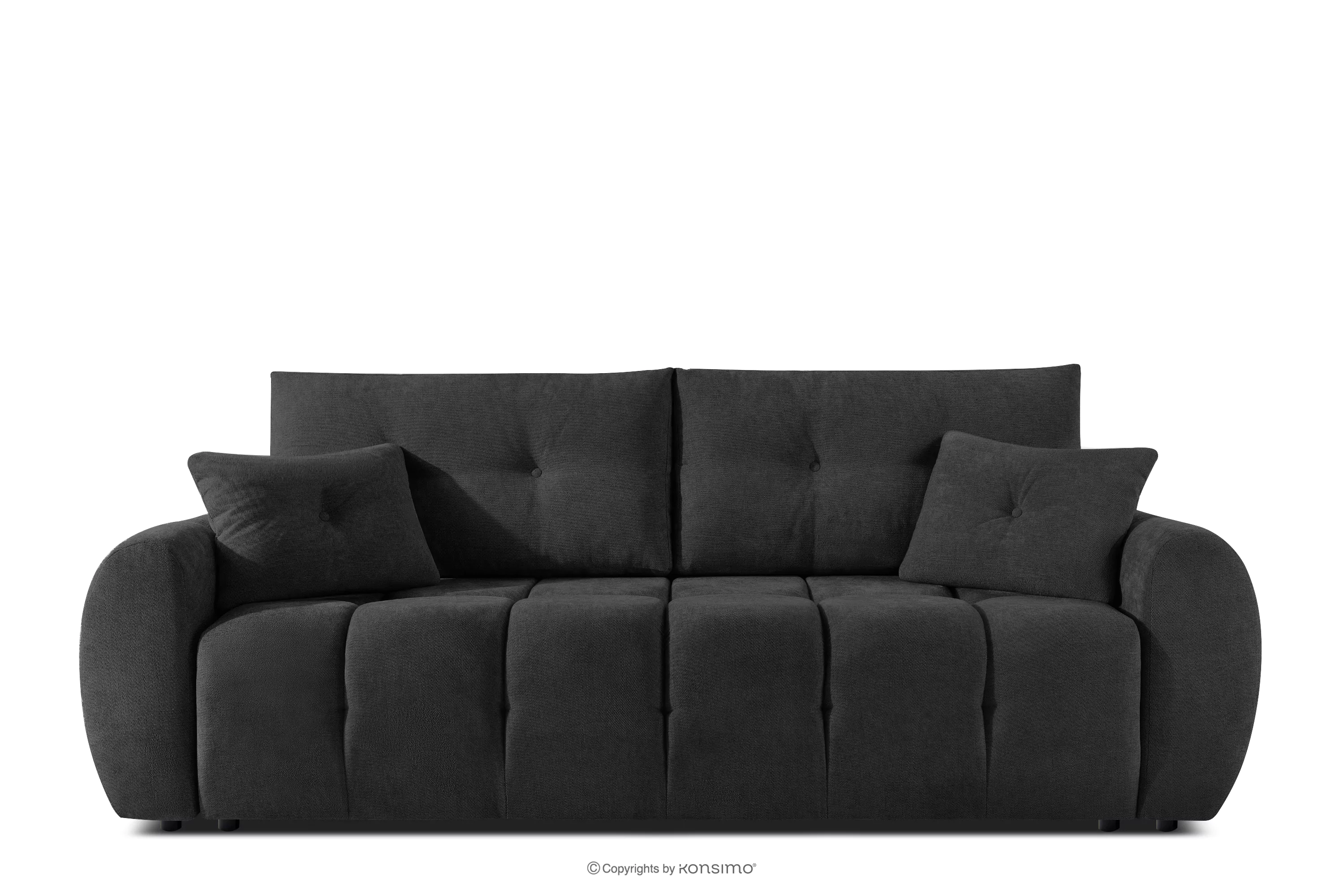 Pikowana sofa trzyosobowa z funkcją spania w tkaninie plecionej antracytowy HELLA