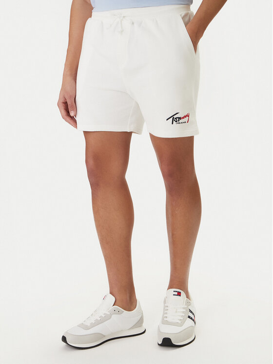 Tommy Jeans Szorty sportowe Signature DM0DM23017 Biały Regular Fit
