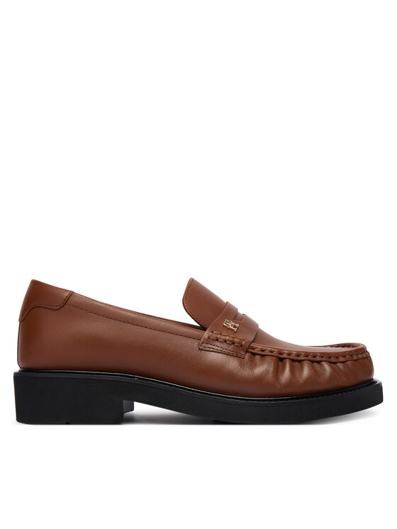 Tommy Hilfiger Mokasyny Th Square Toe Leather Loafer FW0FW08977 Brązowy