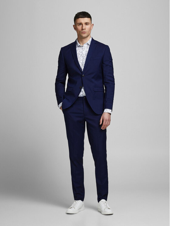 Jack & Jones Garnitur Franco 12181339 Granatowy Super Slim Fit