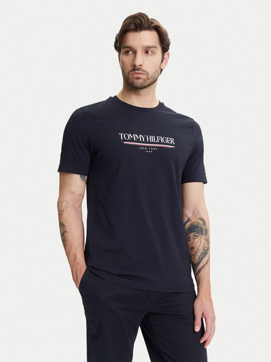 Tommy Hilfiger T-Shirt Brand Love MW0MW40324 Granatowy Regular Fit