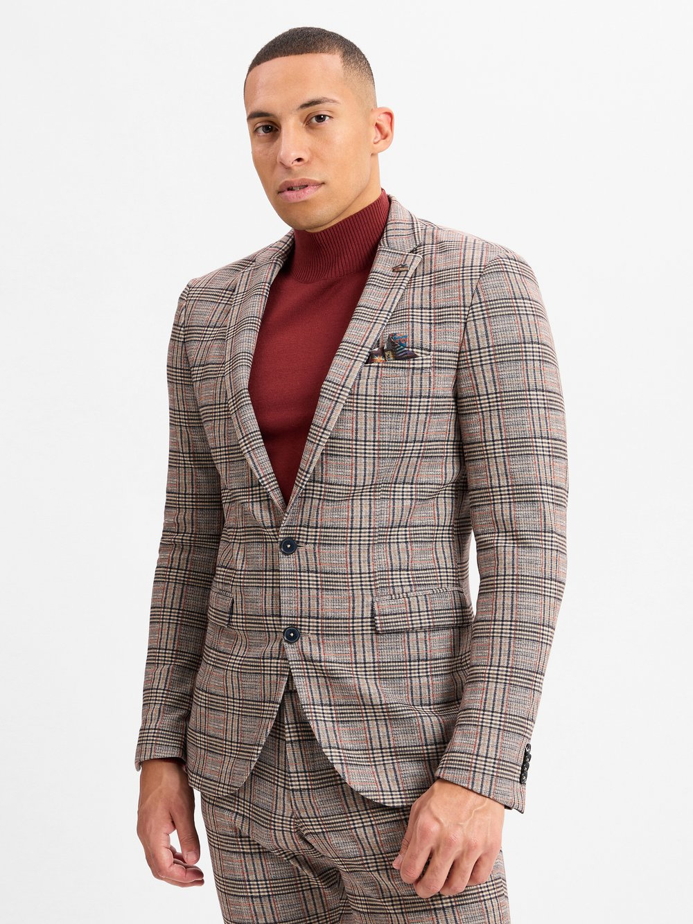 Finshley & Harding London Męska kurtka modułowa - Brixdon Mężczyźni Slim Fit beżowy|brązowy, 48
