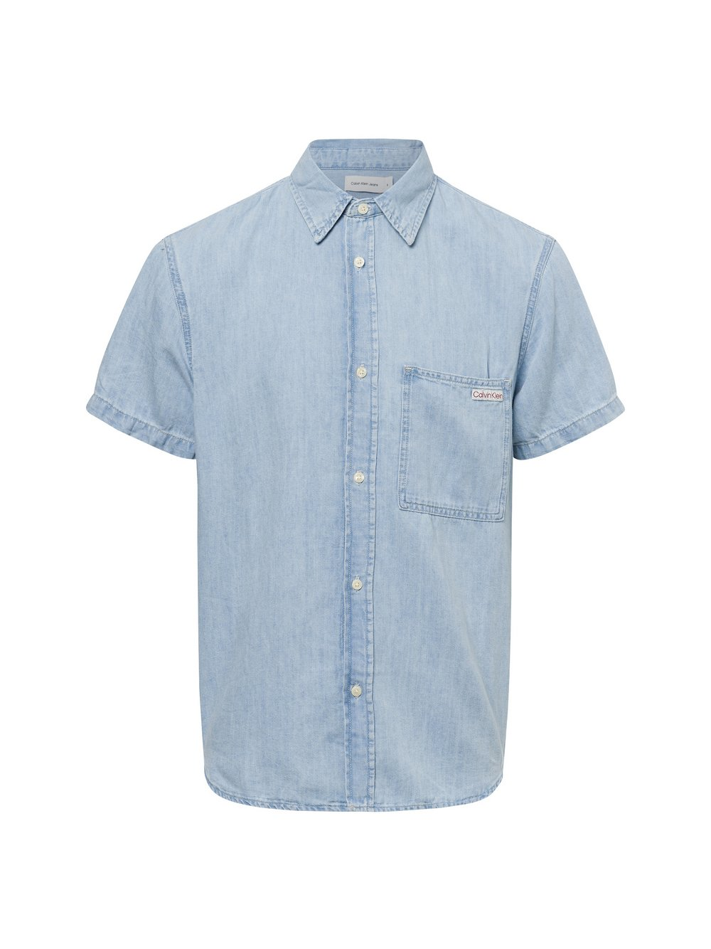 Calvin Klein Jeans Męska koszula casual z zawartością lnu Mężczyźni Regular Fit Bawełna niebieski, S