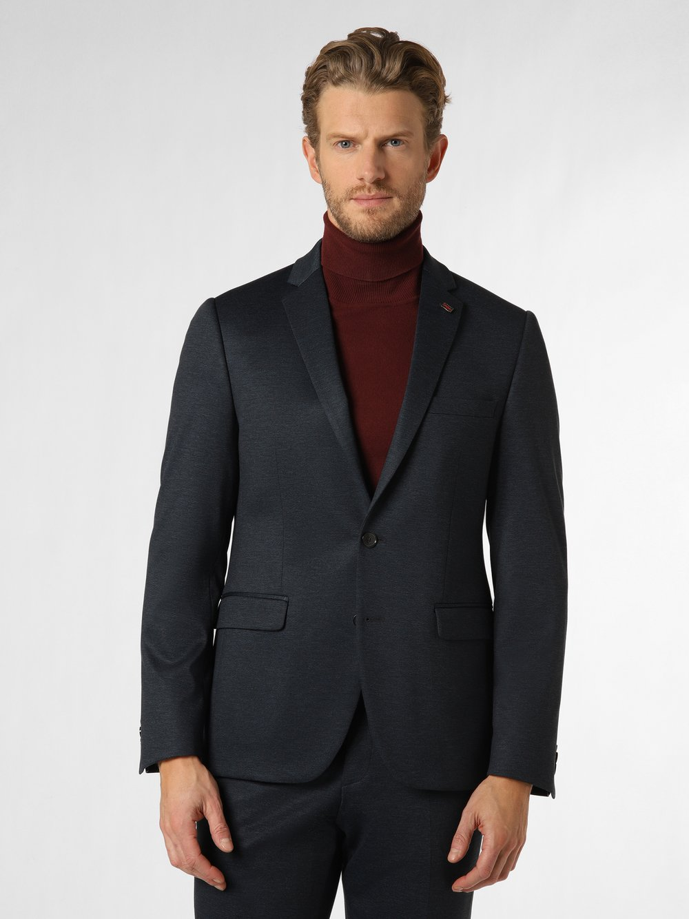 Finshley & Harding London Męska marynarka od garnituru modułowego Mężczyźni Slim Fit Sztuczne włókno niebieski, 48