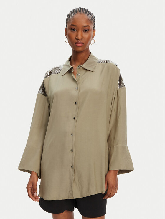 ACCESS FASHION Koszula 53-7027-437 Zielony Loose Fit