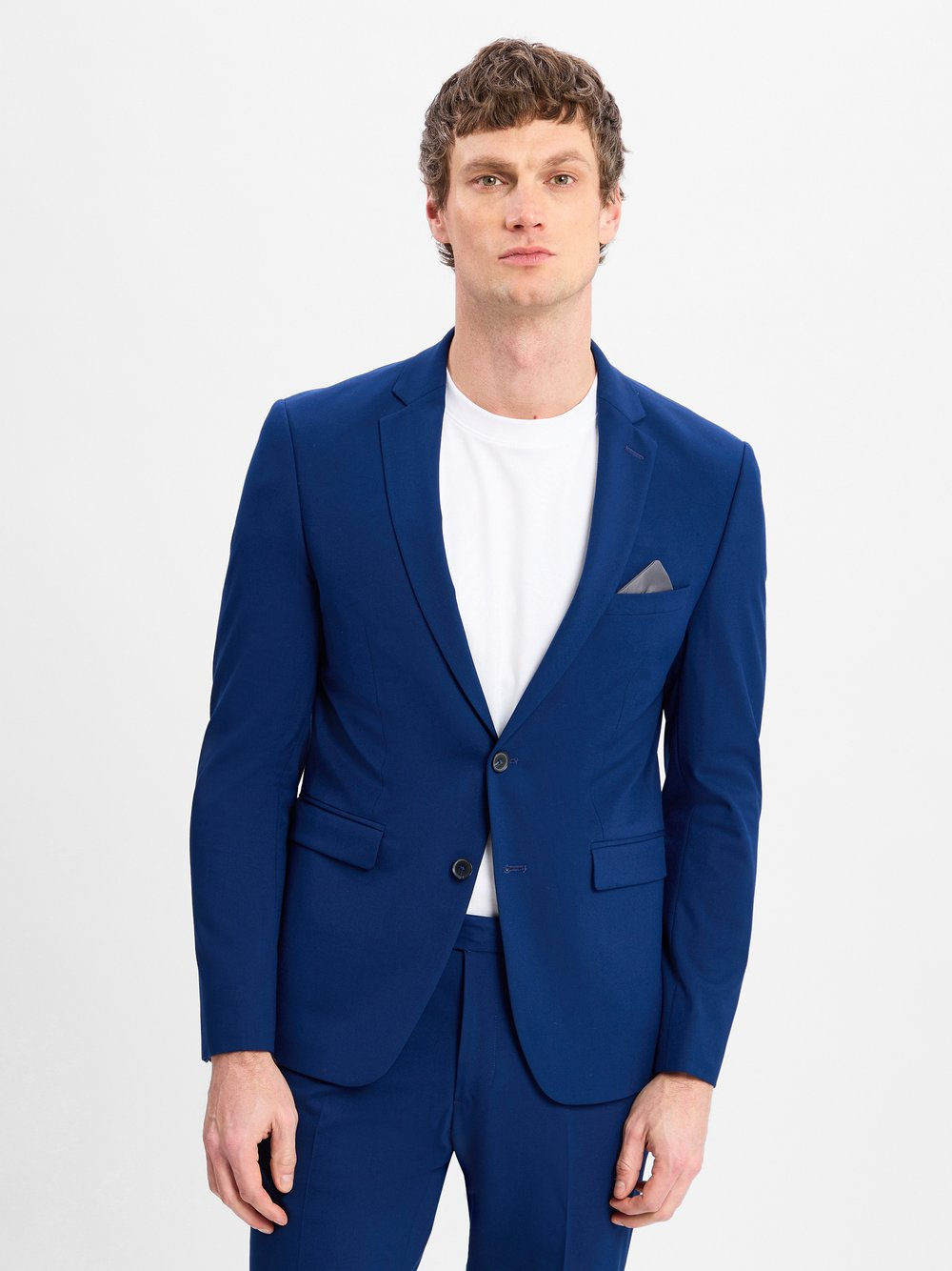 Finshley & Harding Męska marynarka od garnituru modułowego Mężczyźni Slim Fit Sztuczne włókno niebieski, 25