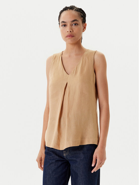 United Colors Of Benetton Bluzka 5BMLDQ06W Beżowy Regular Fit