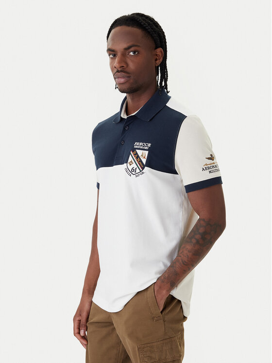 Aeronautica Militare Polo 261PO1915UP00191 Biały Regular Fit
