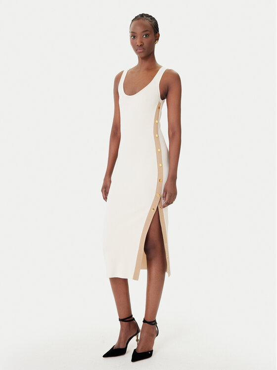 Elisabetta Franchi Sukienka dzianinowa AM-03S-61E2 Beżowy Regular Fit