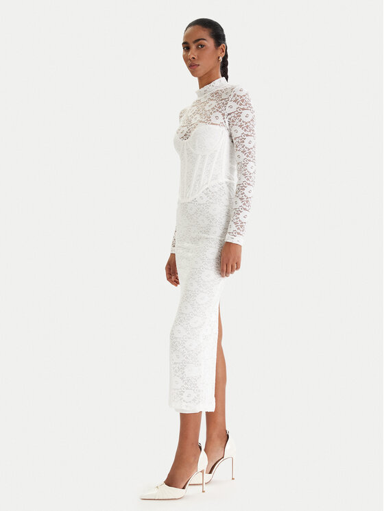Bardot Sukienka koktajlowa Carmen 60189DB Biały Slim Fit