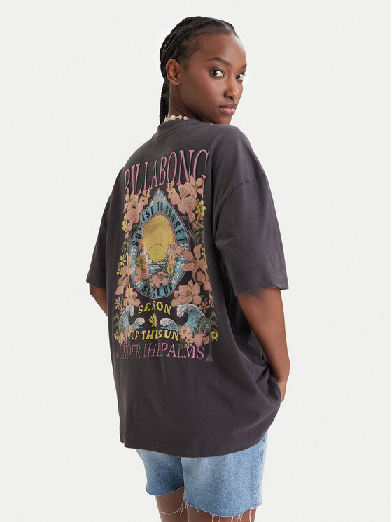 Billabong T-Shirt Floral Rocker EBJZT00590 Czarny Loose Fit
