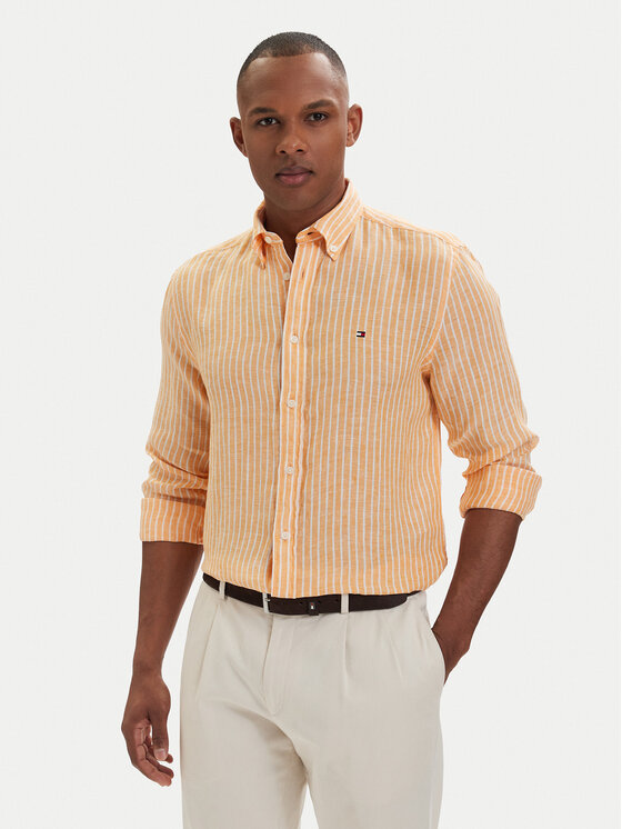 Tommy Hilfiger Koszula Bengal MW0MW42400 Pomarańczowy jasny Regular Fit