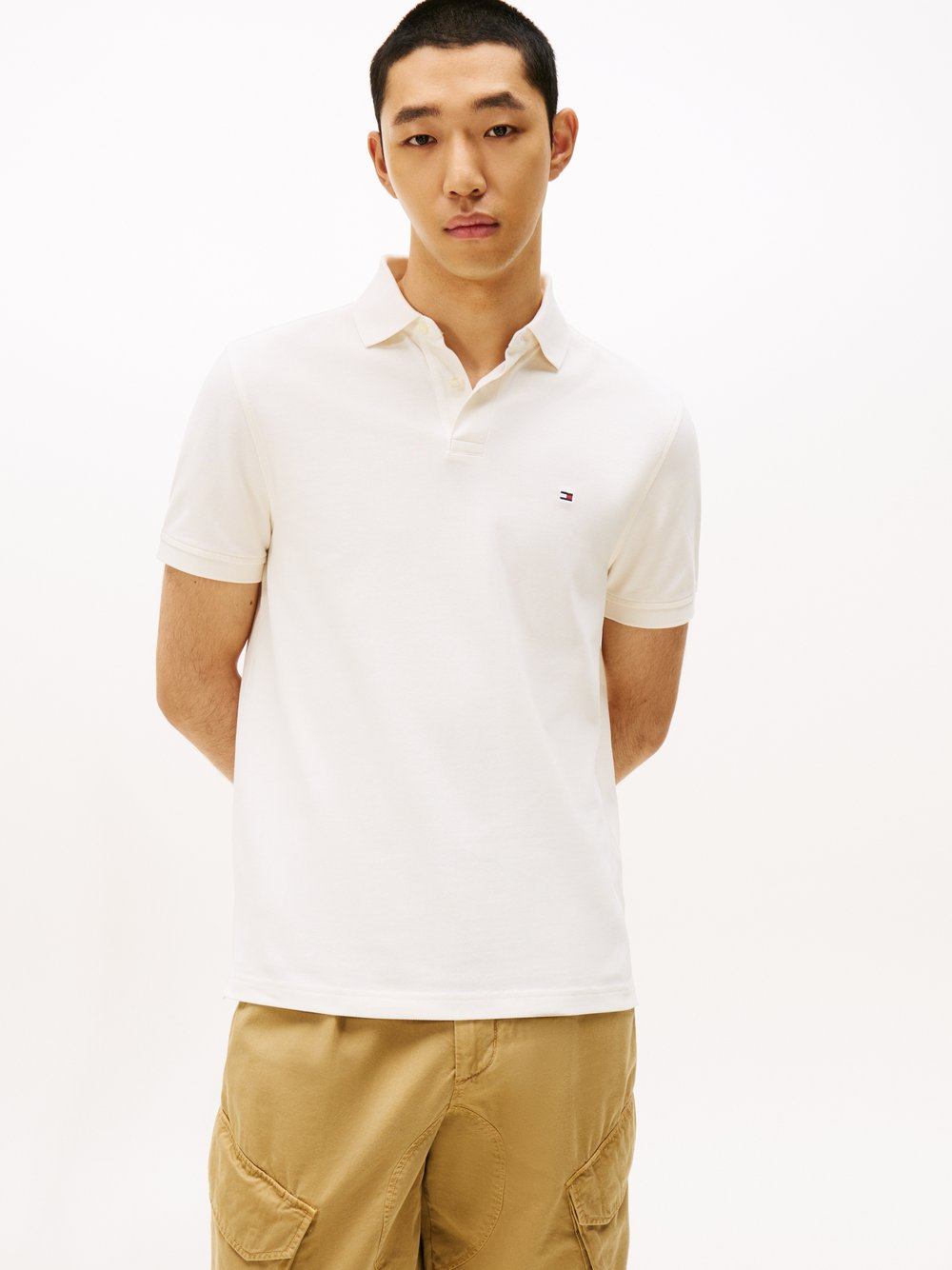 Tommy Hilfiger Męska koszulka polo Mężczyźni Bawełna biały, L