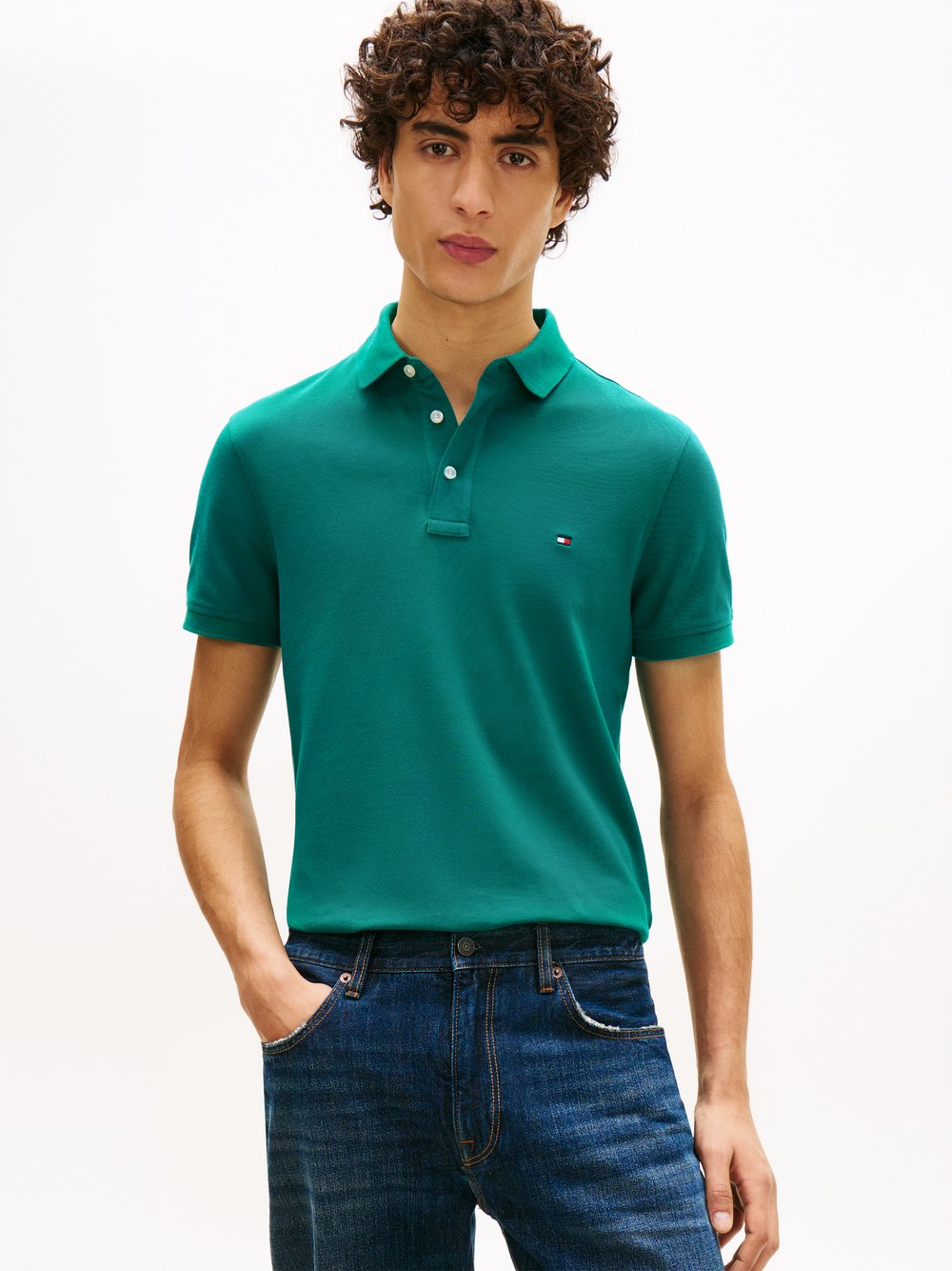 Tommy Hilfiger Męska koszulka polo Mężczyźni Bawełna niebieski|zielony, M