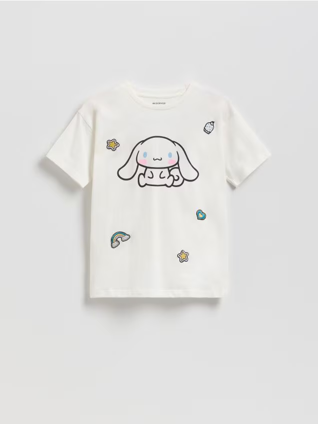 Reserved - T-shirt Cinnamoroll - złamana biel