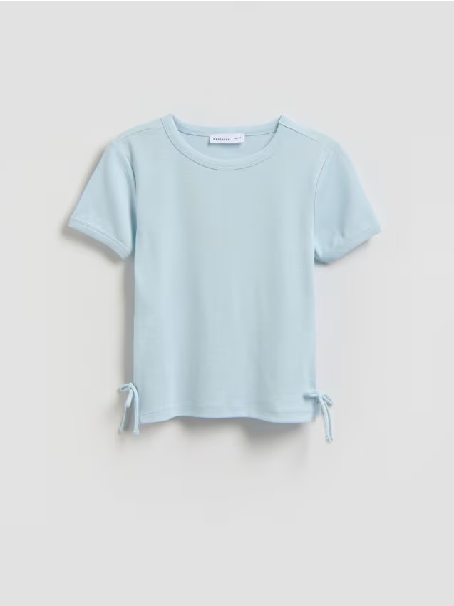 Reserved - Gładki t-shirt z modalem - jasnoniebieski