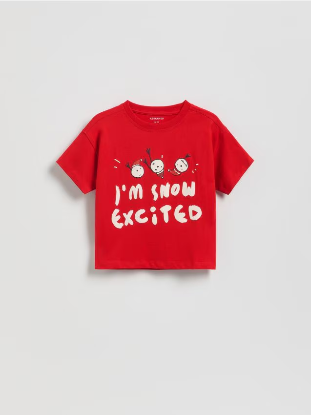 Reserved - Świąteczny t-shirt - czerwony miniaturka