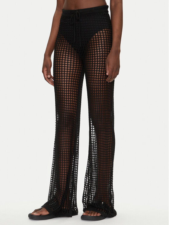 Guess Spodnie palazzo E5GB02 Z3N30 Czarny Palazzo Fit