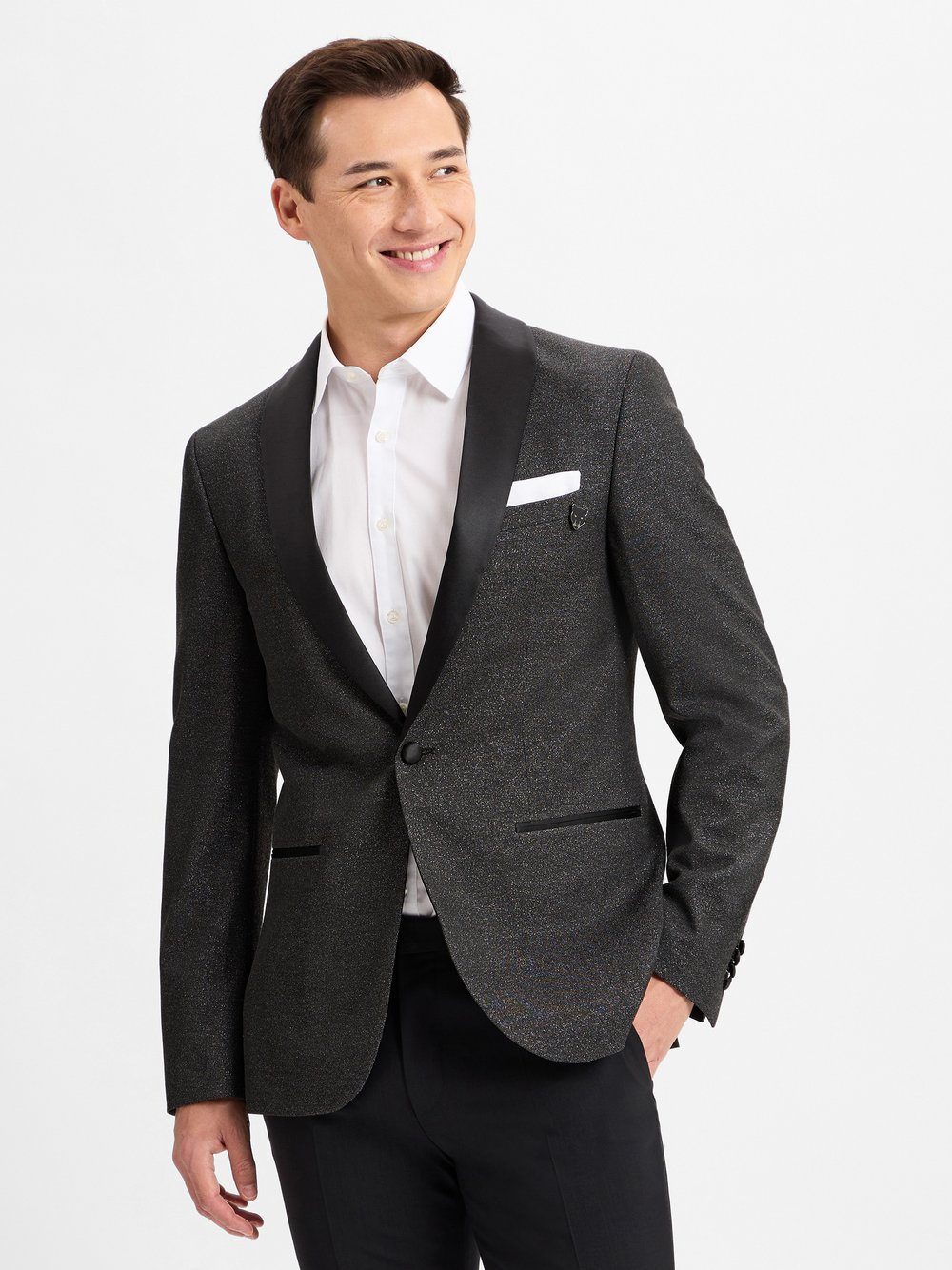 Finshley & Harding London Kurtka męska Mężczyźni Slim Fit Sztuczne włókno czarny, 46