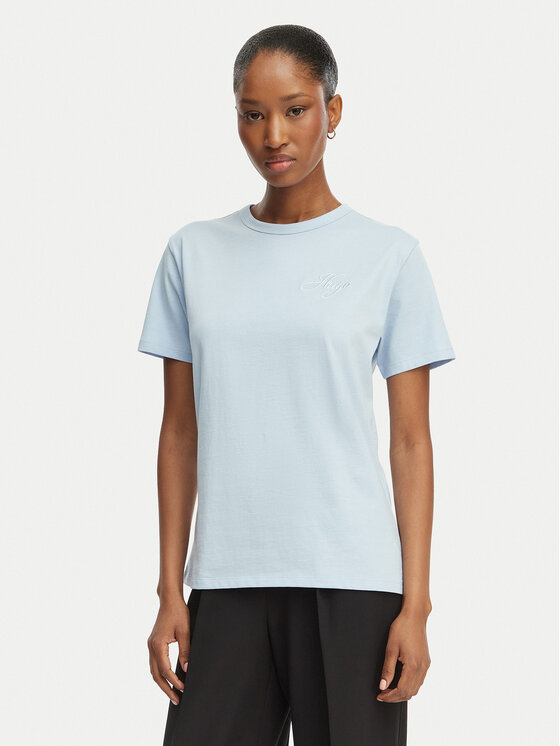 HUGO T-Shirt Damacia_7 50561233 Niebieski jasny Regular Fit