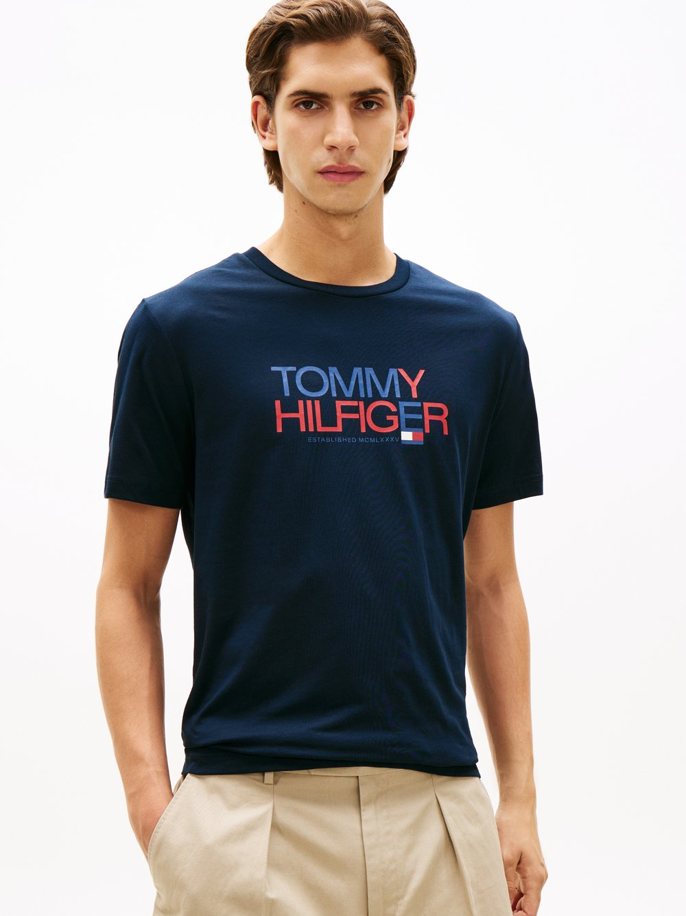 Tommy Hilfiger Koszulka męska Mężczyźni Bawełna niebieski|czerwony, M