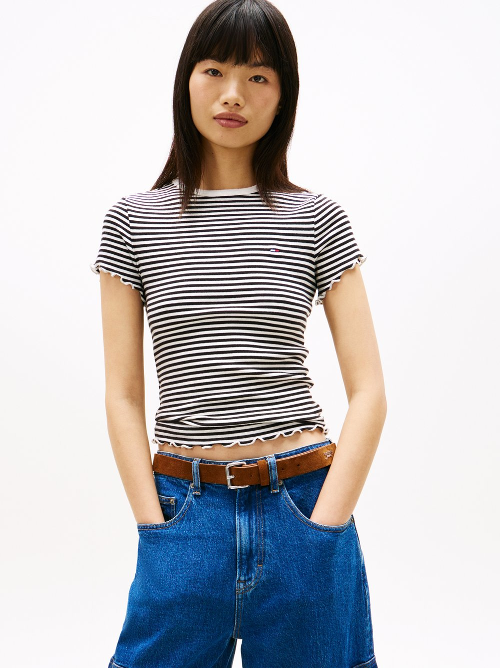 Tommy Jeans Koszulka damska Kobiety Bawełna czarny|biały, XS
