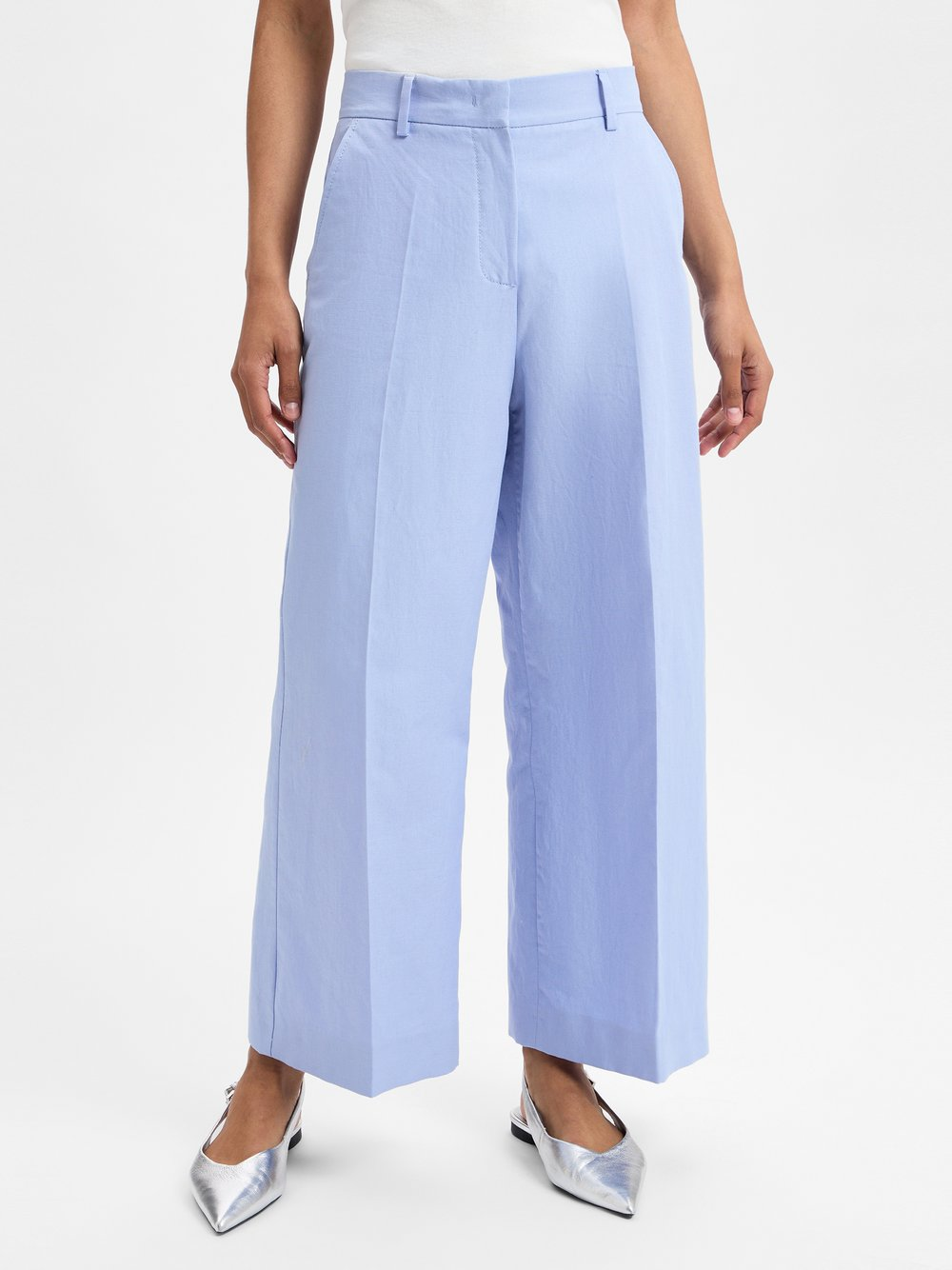 Weekend Max Mara Damskie spodnie materiałowe z zawartością lnu Kobiety Bawełna niebieski, 36