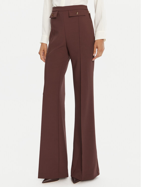 Elisabetta Franchi Spodnie materiałowe PA-121-56E2-V380 Brązowy Regular Fit