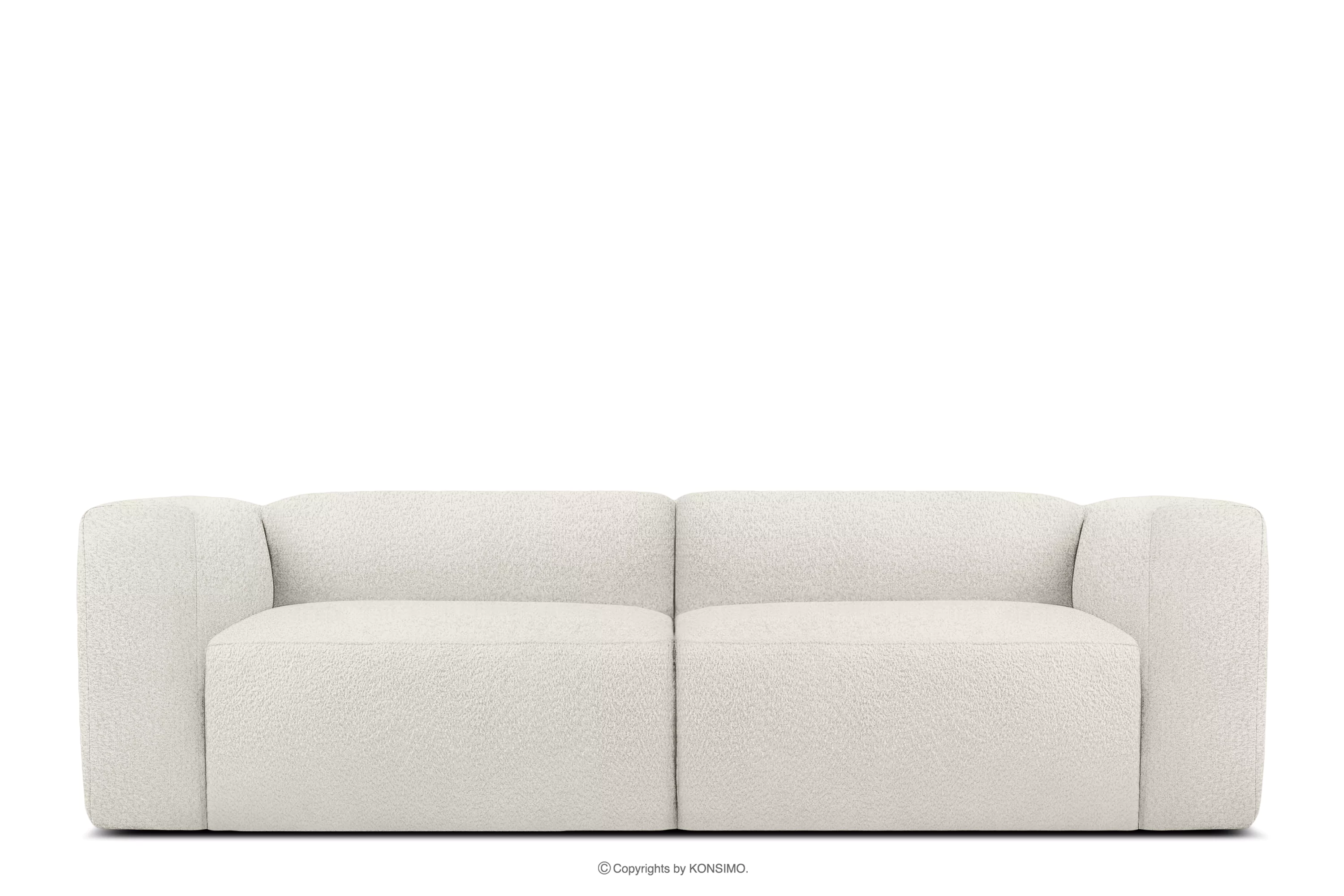 Miękka sofa 2,5 w tkaninie boucle biały BUFFO