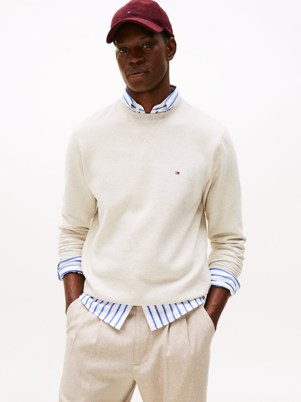 Tommy Hilfiger Bluza męska Mężczyźni Materiał dresowy beżowy, XXL