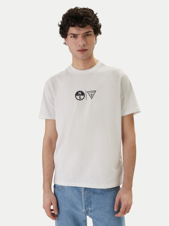 Guess T-Shirt GUESS x NORTH SAILS M6GI40 K3322 Biały Regular Fit