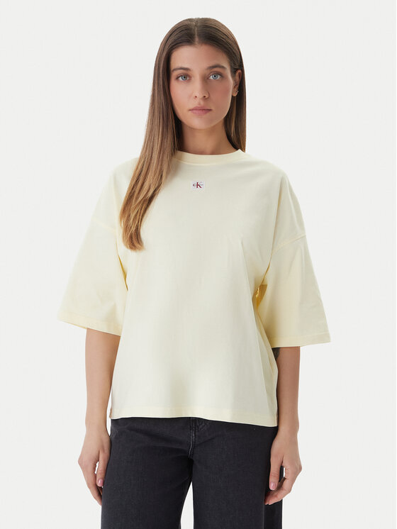 Calvin Klein Jeans T-Shirt LV047D204G Żółty Oversize