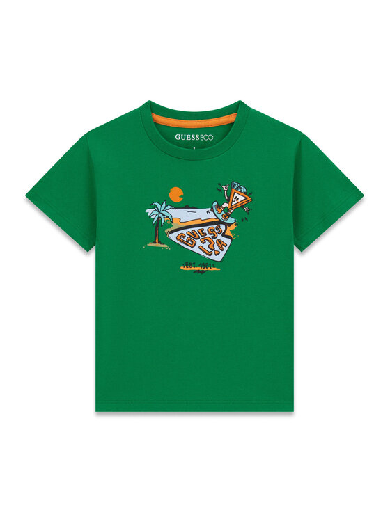 Guess T-Shirt N6GI12 K8HM4 Zielony Regular Fit