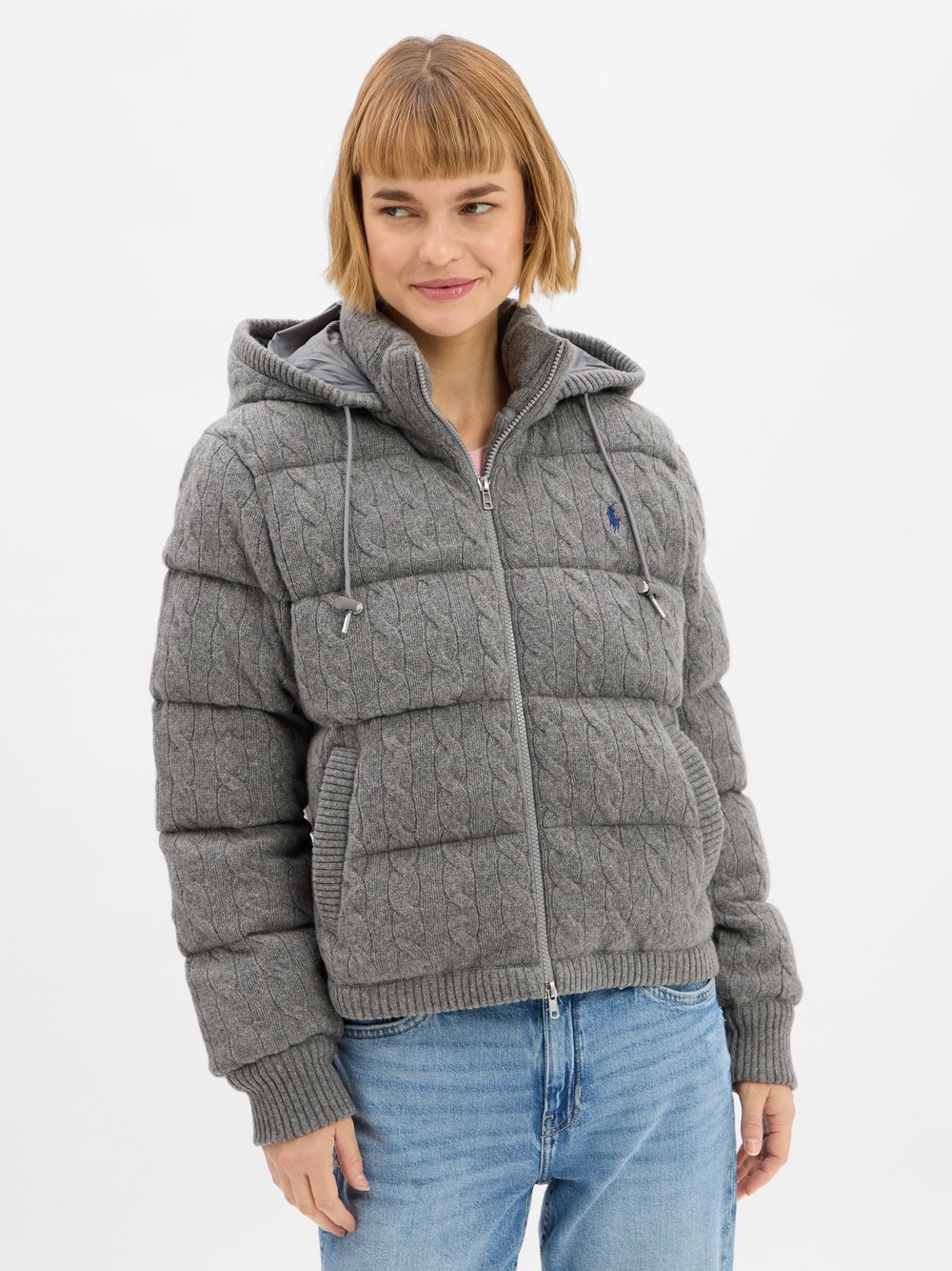 Polo Ralph Lauren Damska kurtka pikowana z zawartością kaszmiru Kobiety szary, XS