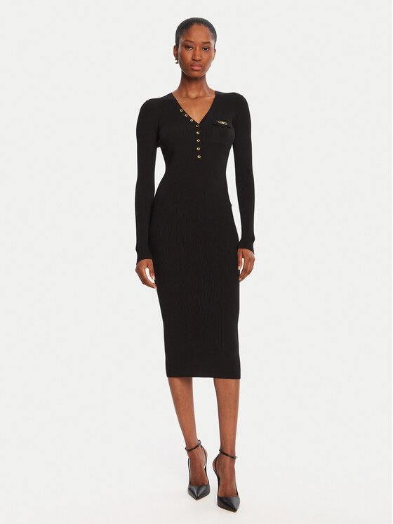 Elisabetta Franchi Sukienka dzianinowa AM-10B-56E2-V390 Czarny Slim Fit