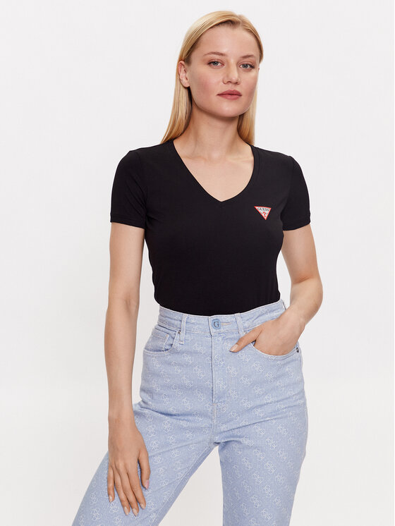 Guess T-Shirt W2YI45 J1314 Czarny Slim Fit