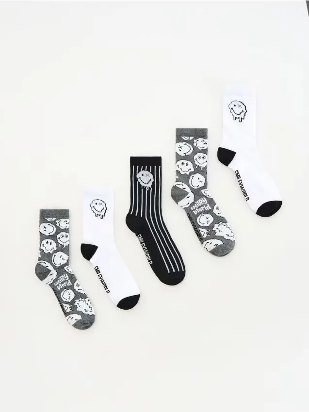 Reserved - Skarpetki SmileyWorld® 5 pack - ciemnoszary